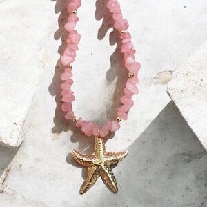Pink Beaded Starfish Beach Necklace